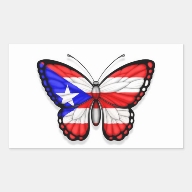 Adesivo Retangular Bandeira da borboleta de Puerto Rico (Frente)