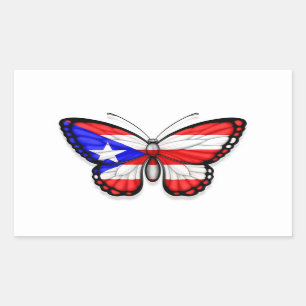 Adesivo Retangular Bandeira da borboleta de Puerto Rico