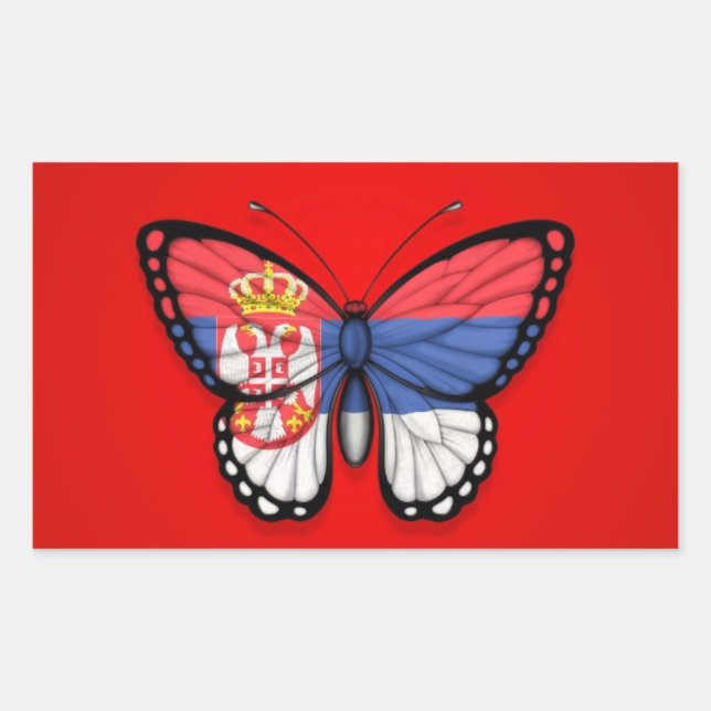Adesivo Retangular Bandeira da Borboleta Sérvia em Vermelho (Frente)