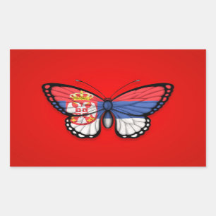 Adesivo Retangular Bandeira da Borboleta Sérvia em Vermelho