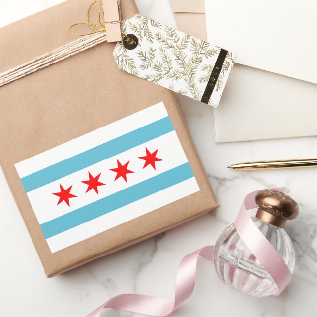 Adesivo Retangular Bandeira da cidade de Chicago (Presentear)
