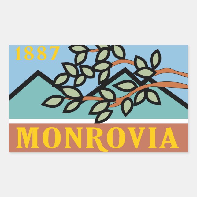 Adesivo Retangular Bandeira da cidade de Monróvia (Frente)