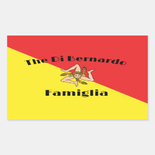 Adesivo Retangular Bandeira da Família Siciliana Personalizada