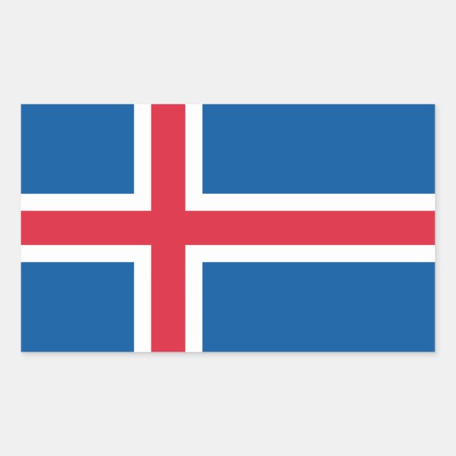 Adesivo Retangular Bandeira da Islândia (Frente)