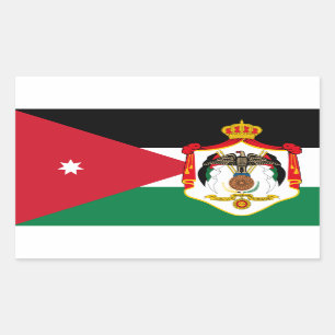 Adesivo Retangular Bandeira da Jordânia e Casaco de armas, bandeira d