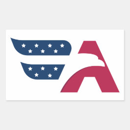 Adesivo Retangular Bandeira da Letra A da Águia Americana Patriótica