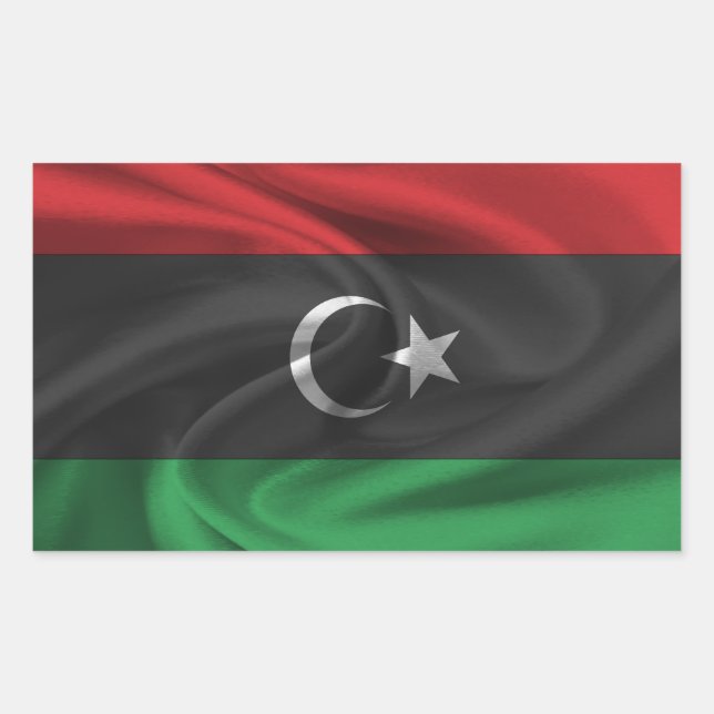 Adesivo Retangular Bandeira da Líbia (Frente)