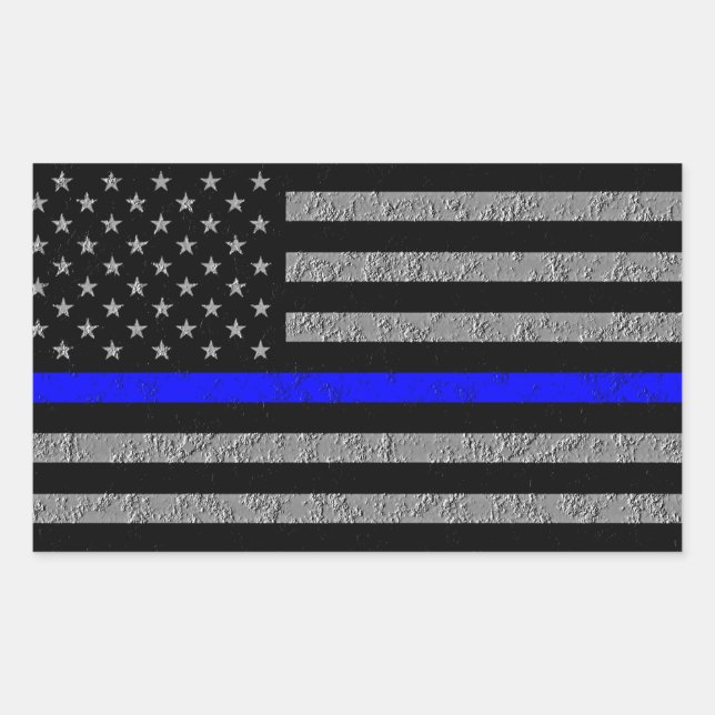 ADESIVO RETANGULAR BANDEIRA DA LINHA AZUL FINA APOIO POLÍCIA (Frente)