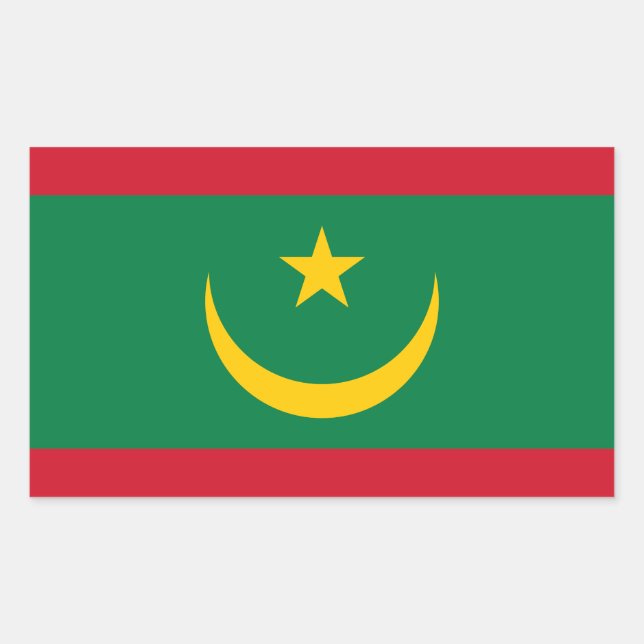 Adesivo Retangular Bandeira da Mauritânia (Frente)