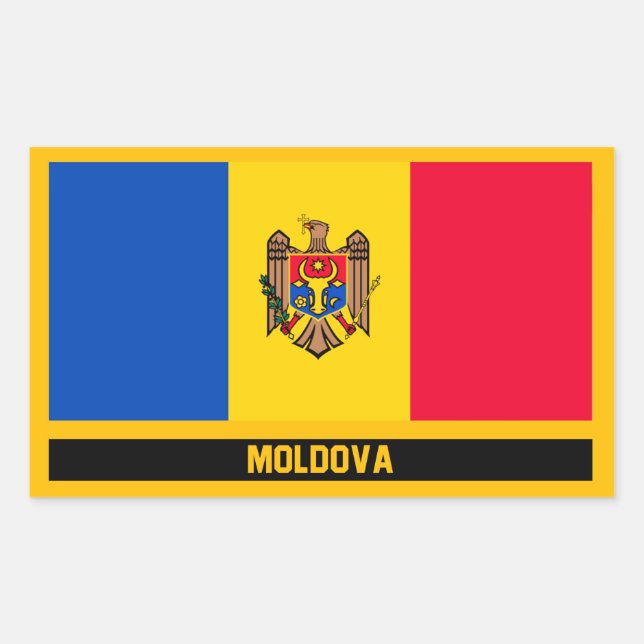 Adesivo Retangular Bandeira da Moldávia (Frente)