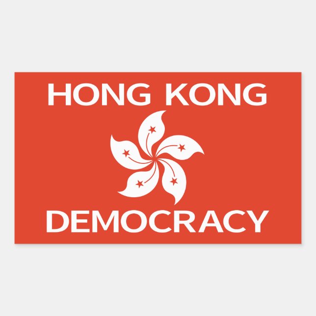 Adesivo Retangular Bandeira da Orquídea Democrata de Hong Kong (Frente)