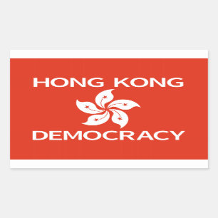 Adesivo Retangular Bandeira da Orquídea Democrata de Hong Kong
