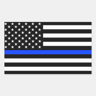 Adesivo Retangular Bandeira da Polícia Thin Blue Line