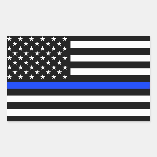 Adesivo Retangular Bandeira da Polícia Thin Blue Line (Frente)