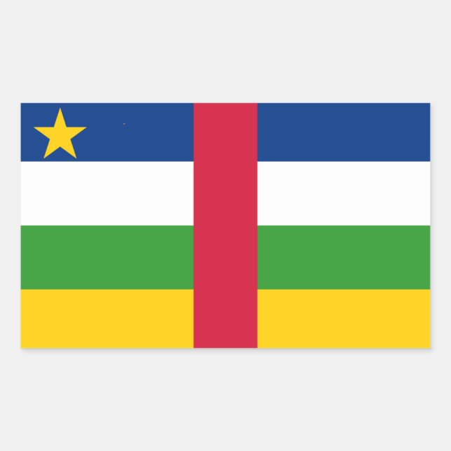 Adesivo Retangular Bandeira da República Centro-Africana (Frente)