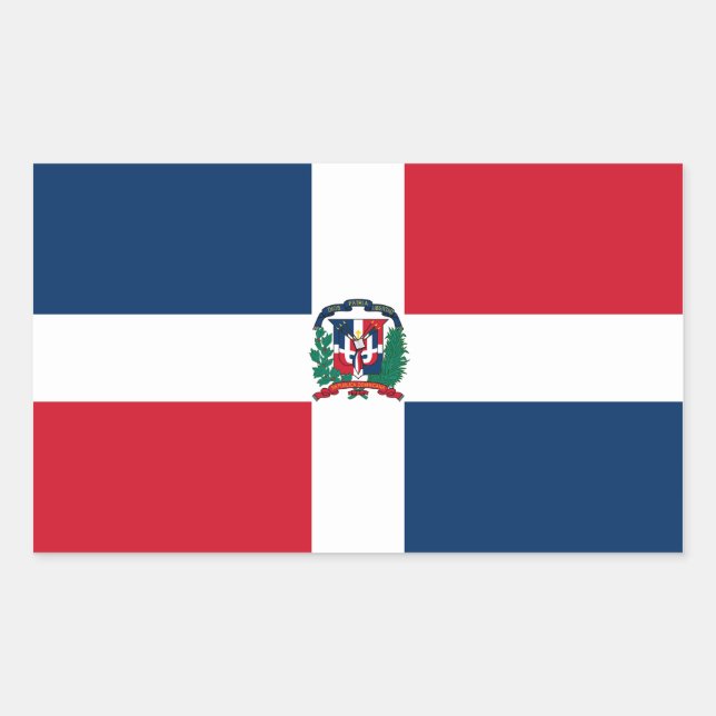 Adesivo Retangular Bandeira da República Dominicana (Frente)