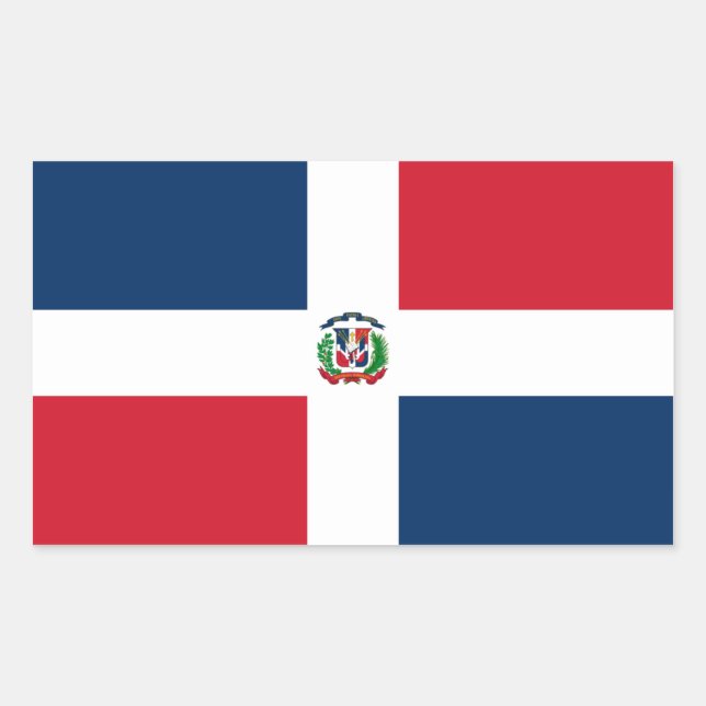 Adesivo Retangular Bandeira da República Dominicana (Frente)