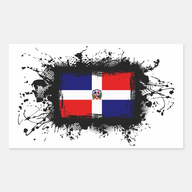 Adesivo Retangular Bandeira da República Dominicana (Frente)