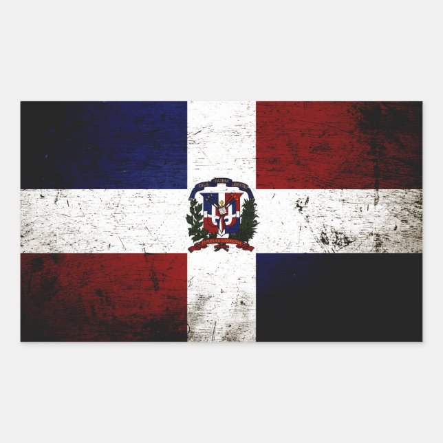 Adesivo Retangular Bandeira da República Dominicana Black Grunge (Frente)
