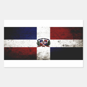 Adesivo Retangular Bandeira da República Dominicana Black Grunge