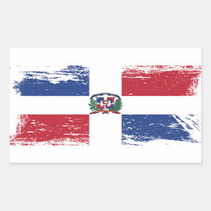 Adesivo Retangular Bandeira da República Dominicana do Grunge