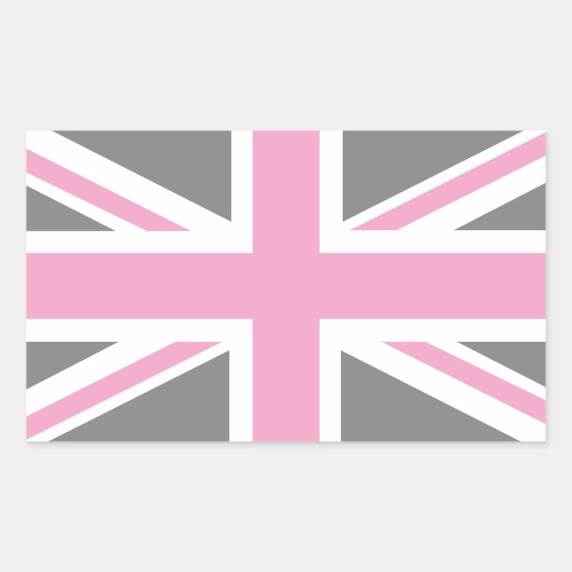 Adesivo Retangular Bandeira da União das Cinzas Rosa, Jack British(UK (Frente)