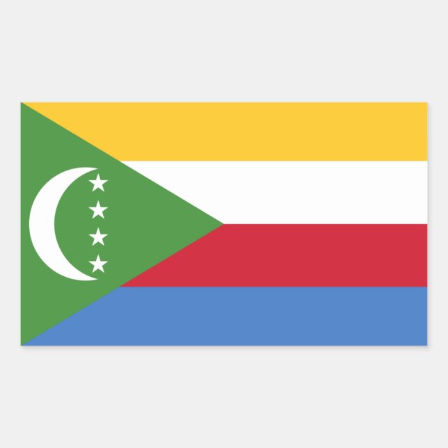 Adesivo Retangular Bandeira das Comores (Frente)