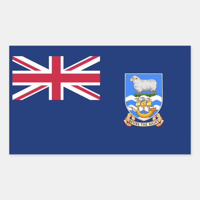 Adesivo Retangular Bandeira das Ilhas Falkland (Frente)