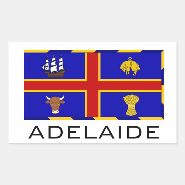 Adesivo Retangular Bandeira de Adelaide, Austrália (Frente)