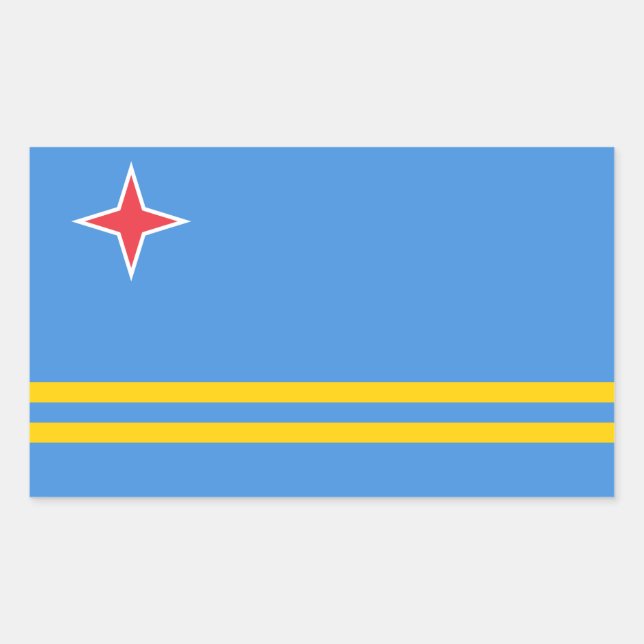 Adesivo Retangular Bandeira de Aruba Patriótica (Frente)
