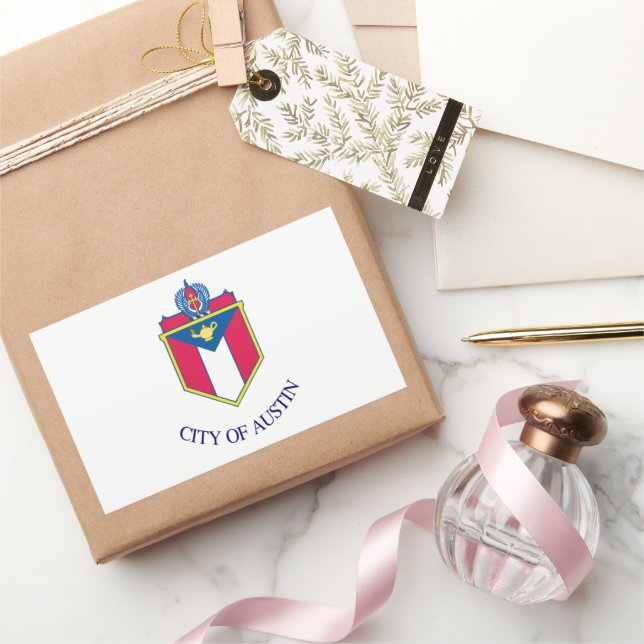 Adesivo Retangular Bandeira de Austin (Texas) (Presentear)