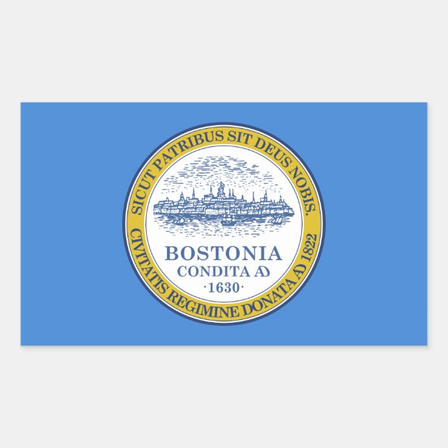 Adesivo Retangular Bandeira de Boston, Massachusetts Retangular Stick (Frente)