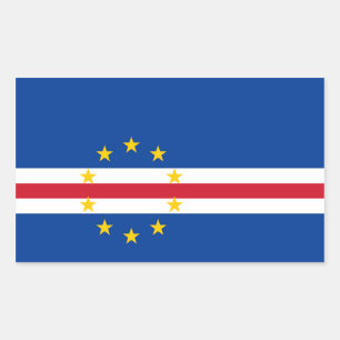 Adesivo Retangular Bandeira de Cabo Verde/Verdian/Verdean