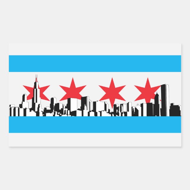 Adesivo Retangular Bandeira de Chicago (Frente)