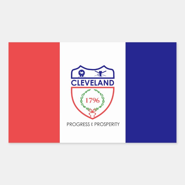 Adesivo Retangular Bandeira de Cleveland, Ohio (Frente)