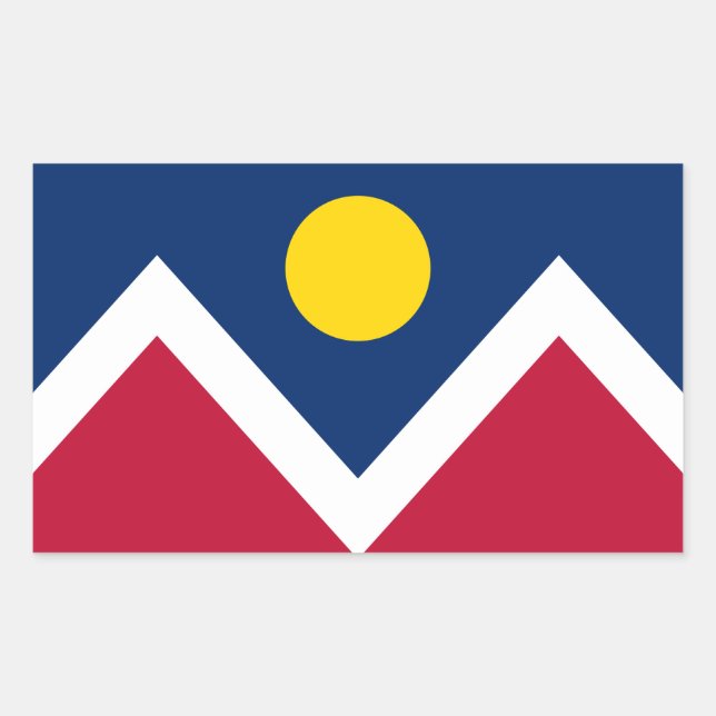 Adesivo Retangular Bandeira de Denver, Colorado, EUA (Frente)