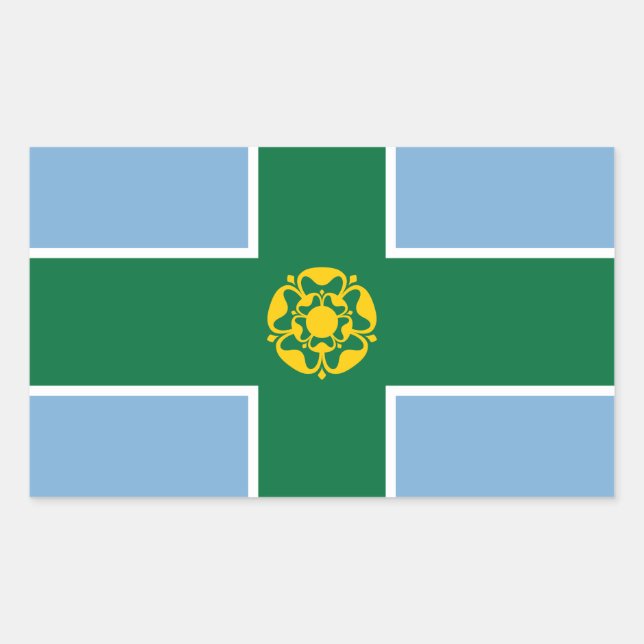 Adesivo Retangular Bandeira de Derbyshire (Frente)