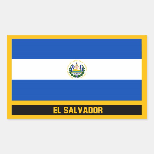 Adesivo Retangular Bandeira de El Salvador (Frente)