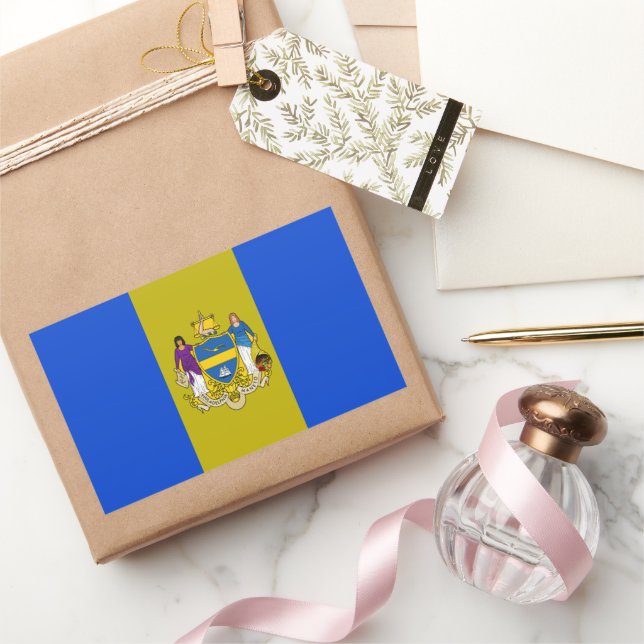 Adesivo Retangular Bandeira de Filadélfia (Pensilvânia) (Presentear)