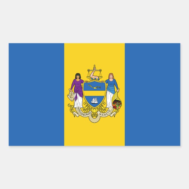 Adesivo Retangular Bandeira de Filadélfia, Pensilvânia, Sti Retangula (Frente)