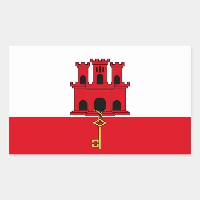 Adesivo Retangular Bandeira de Gibraltar (Frente)