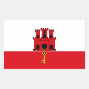 Adesivo Retangular Bandeira de Gibraltar. Grâ Bretanha, ultramarino
