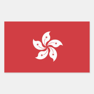 Adesivo Retangular Bandeira de Hong Kong