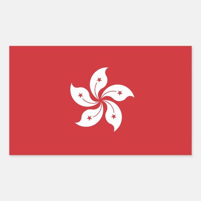 Adesivo Retangular Bandeira de Hong Kong (Frente)