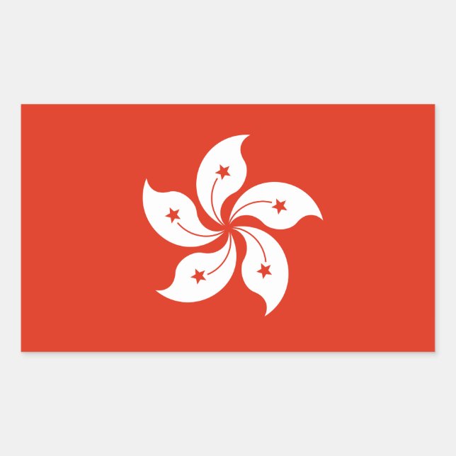 Adesivo Retangular Bandeira de Hong Kong (Frente)