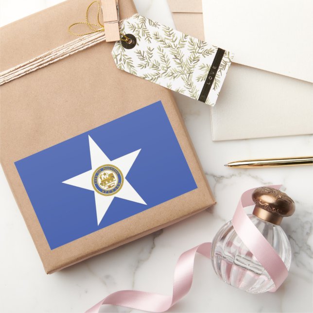 Adesivo Retangular Bandeira de Houston (Texas) (Presentear)