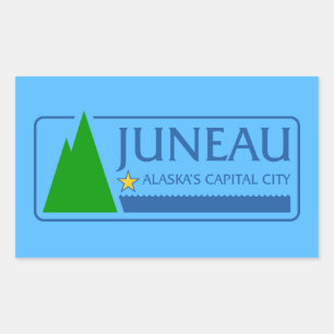 Adesivo Retangular Bandeira de Juneau, Vinheta Retangular do Alasca
