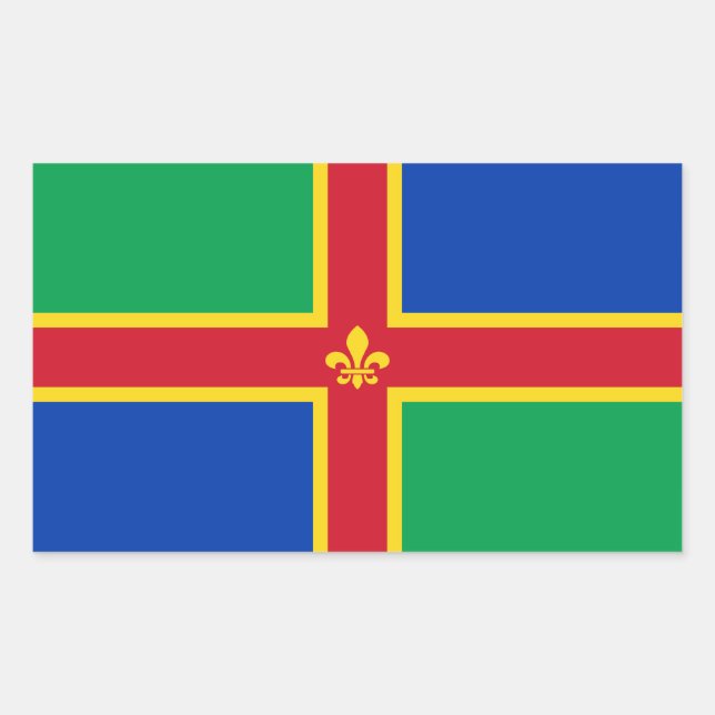 Adesivo Retangular Bandeira de Lincolnshire (Frente)