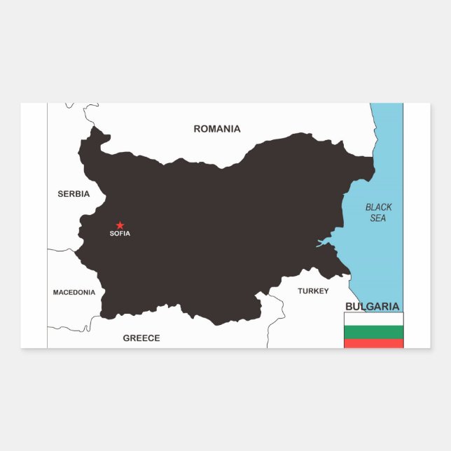 Adesivo Retangular bandeira de mapa do país da Bulgária (Frente)