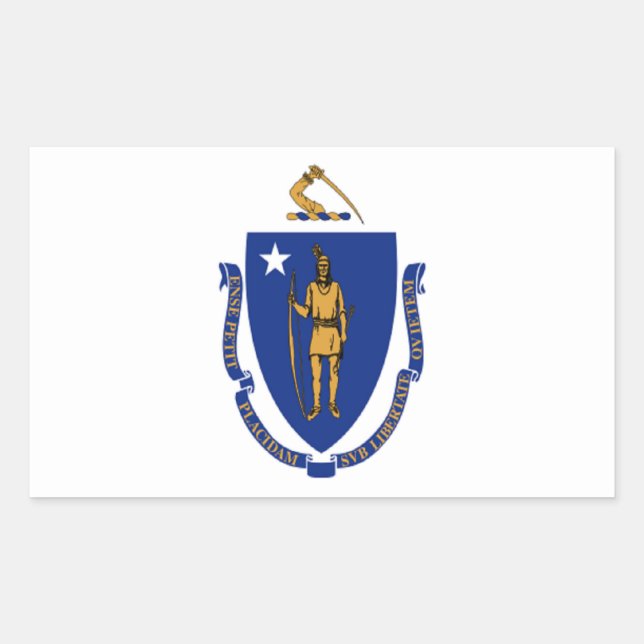 Adesivo Retangular Bandeira de Massachusetts (Frente)